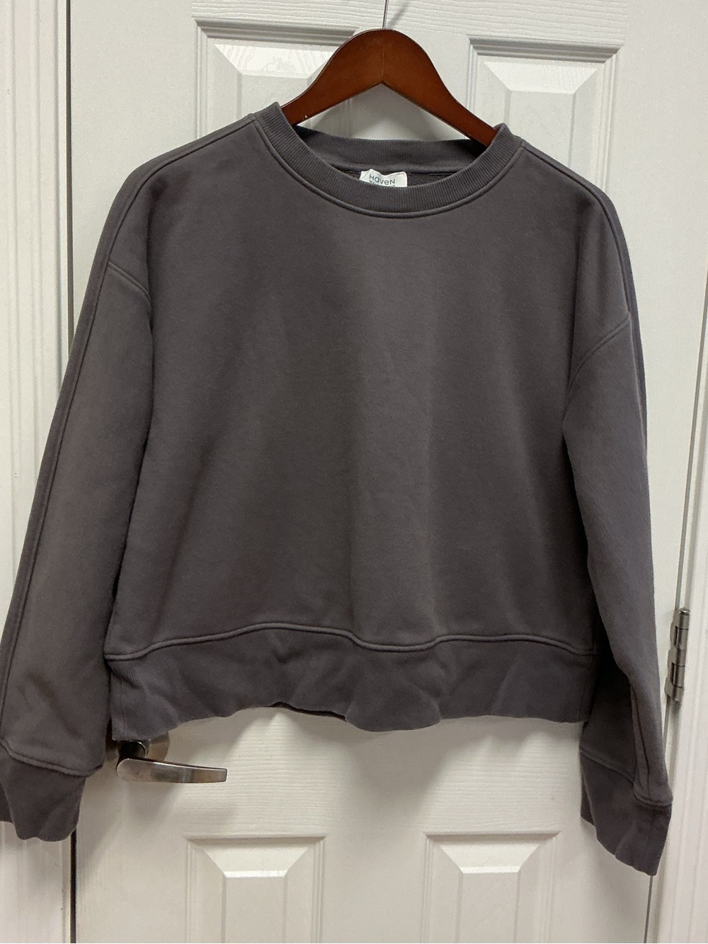 Haven Well Within Women’s SZ L Gray Organic cotton cropped crewneck sweatshirt